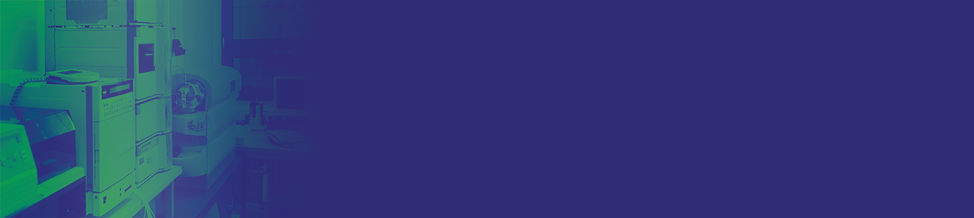 blue banner with green washed lab in background