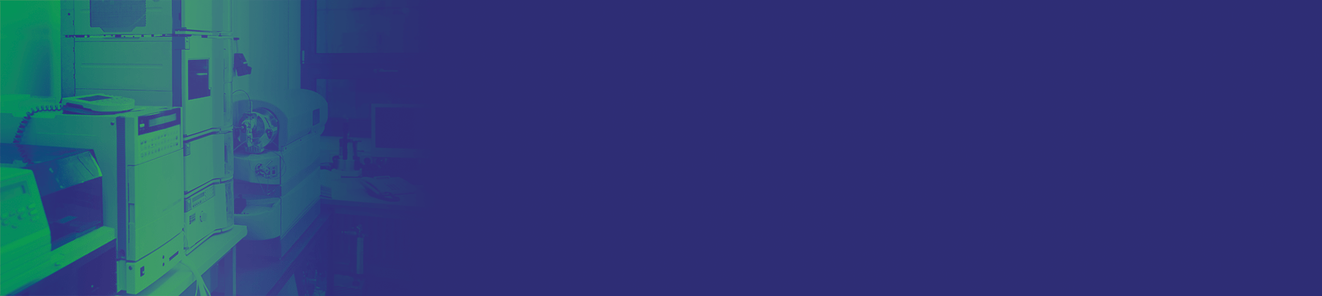 blue banner with green washed lab in background