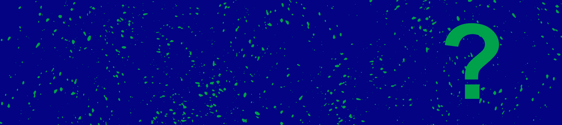 Blue washed banner with green question mark icon