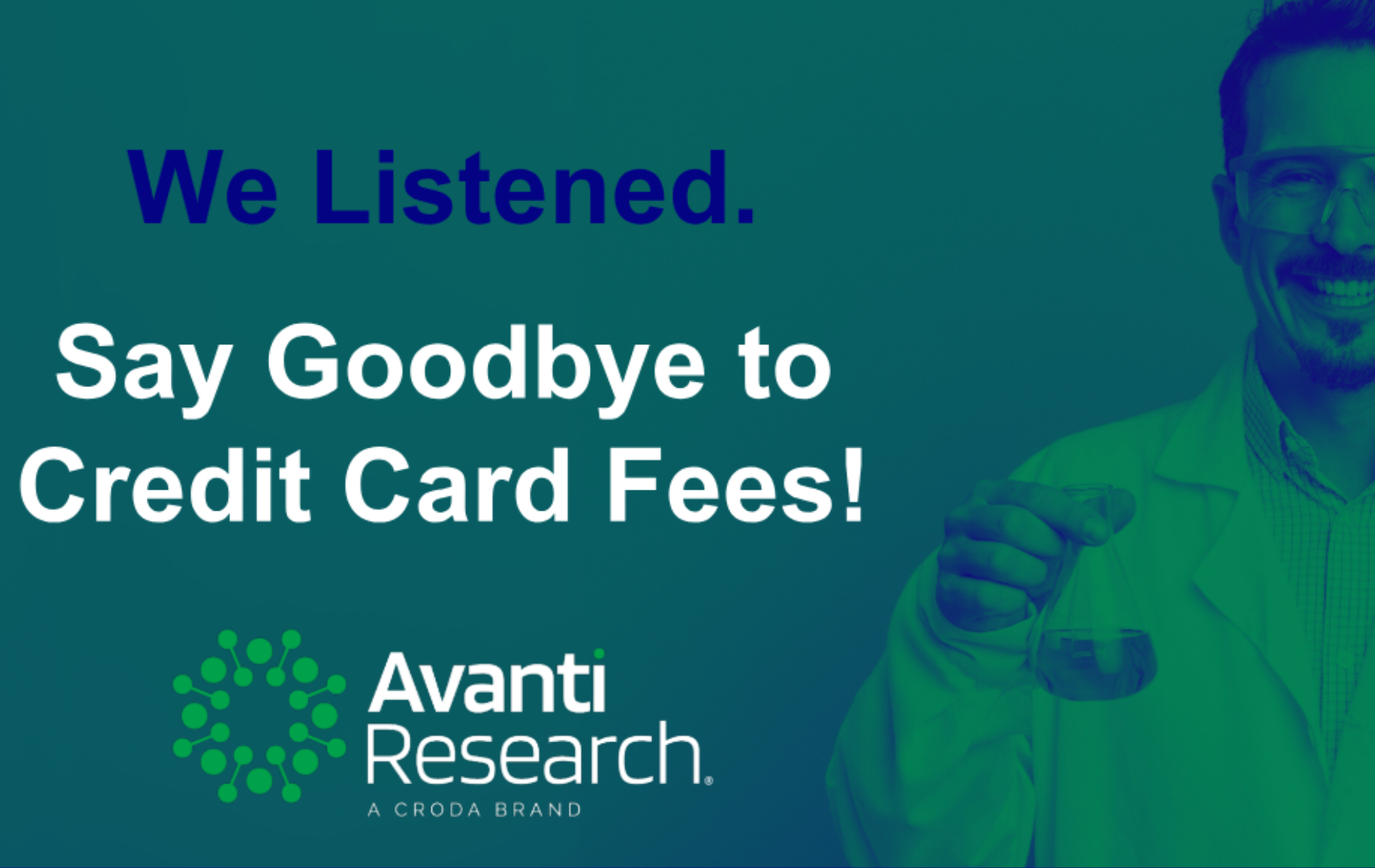 green washed image of man with goggles and test tube