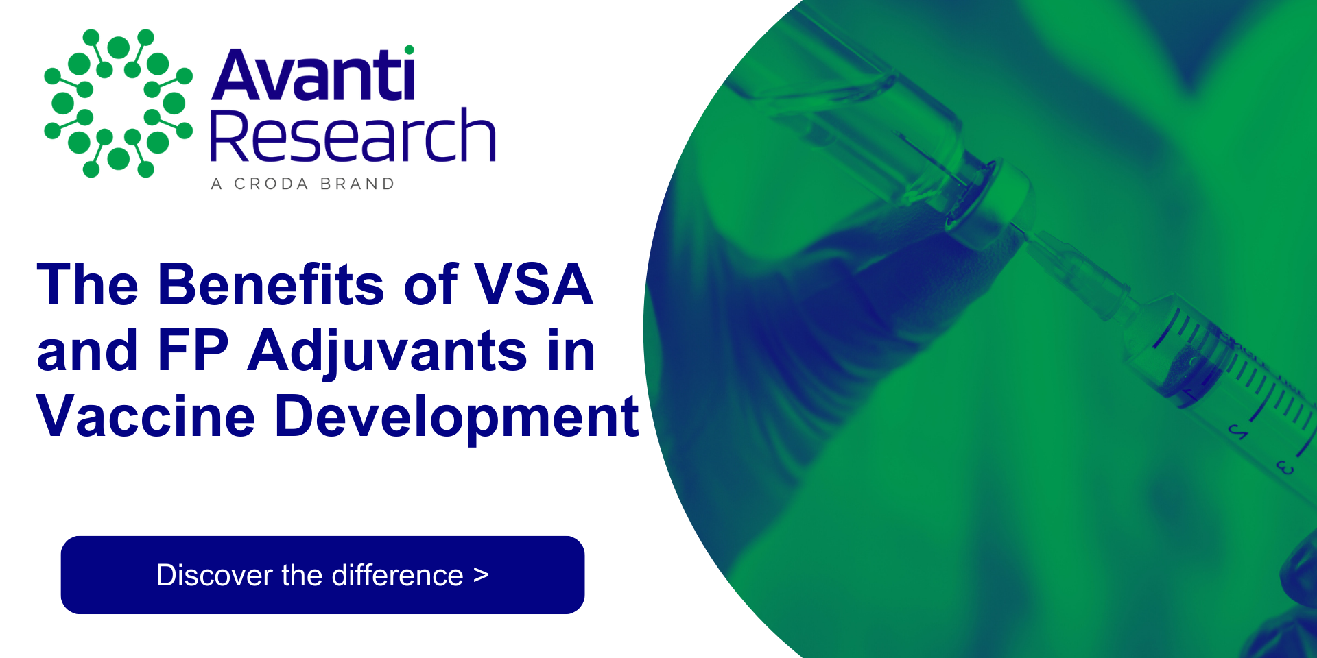 Green washed image of injection in vial