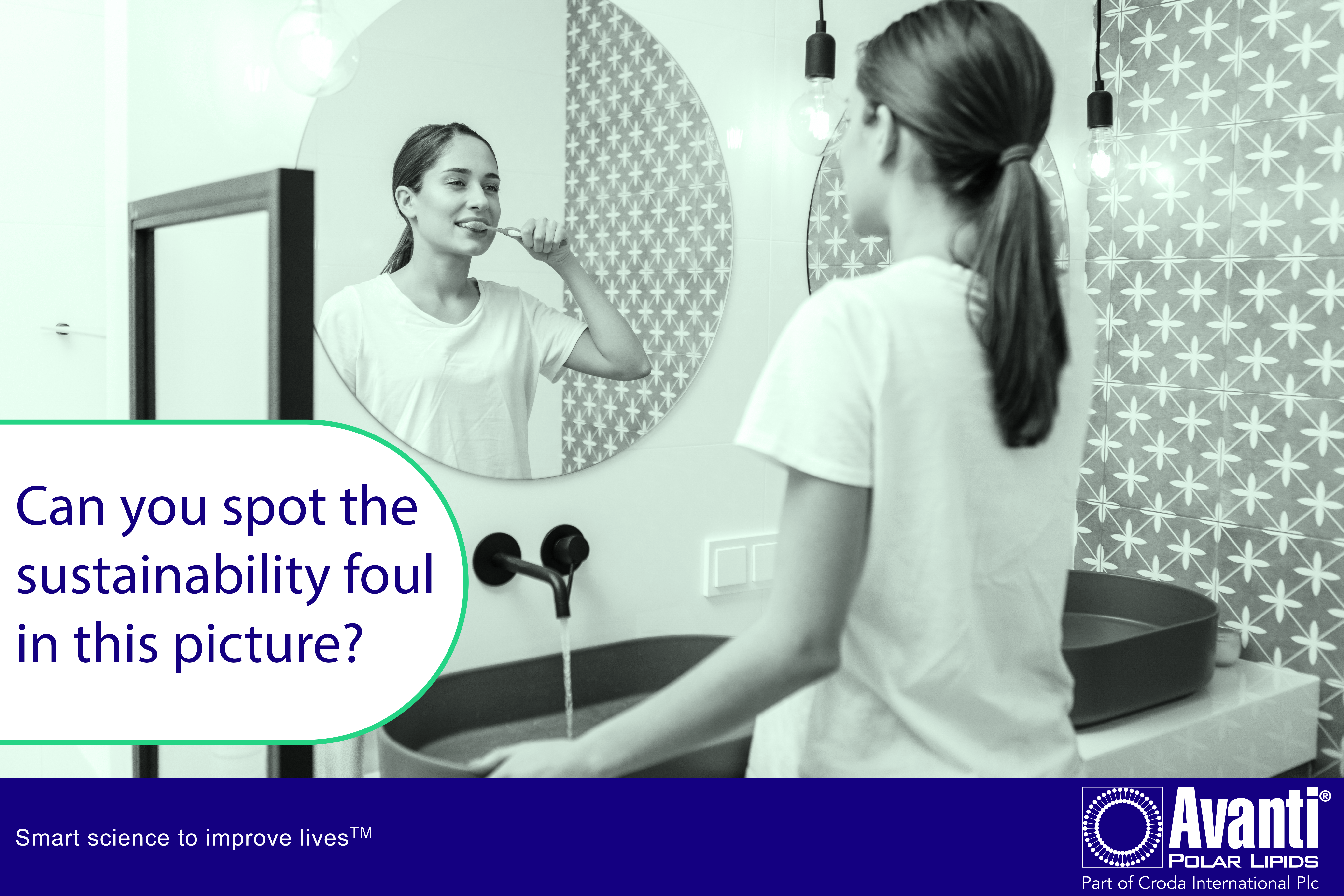 Woman brushing teeth in mirror