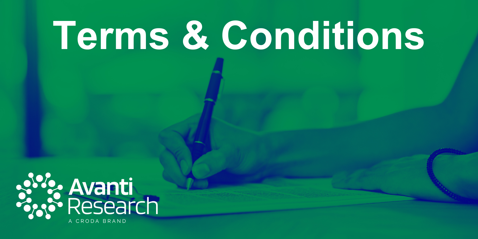 Green washed image of hand with pen