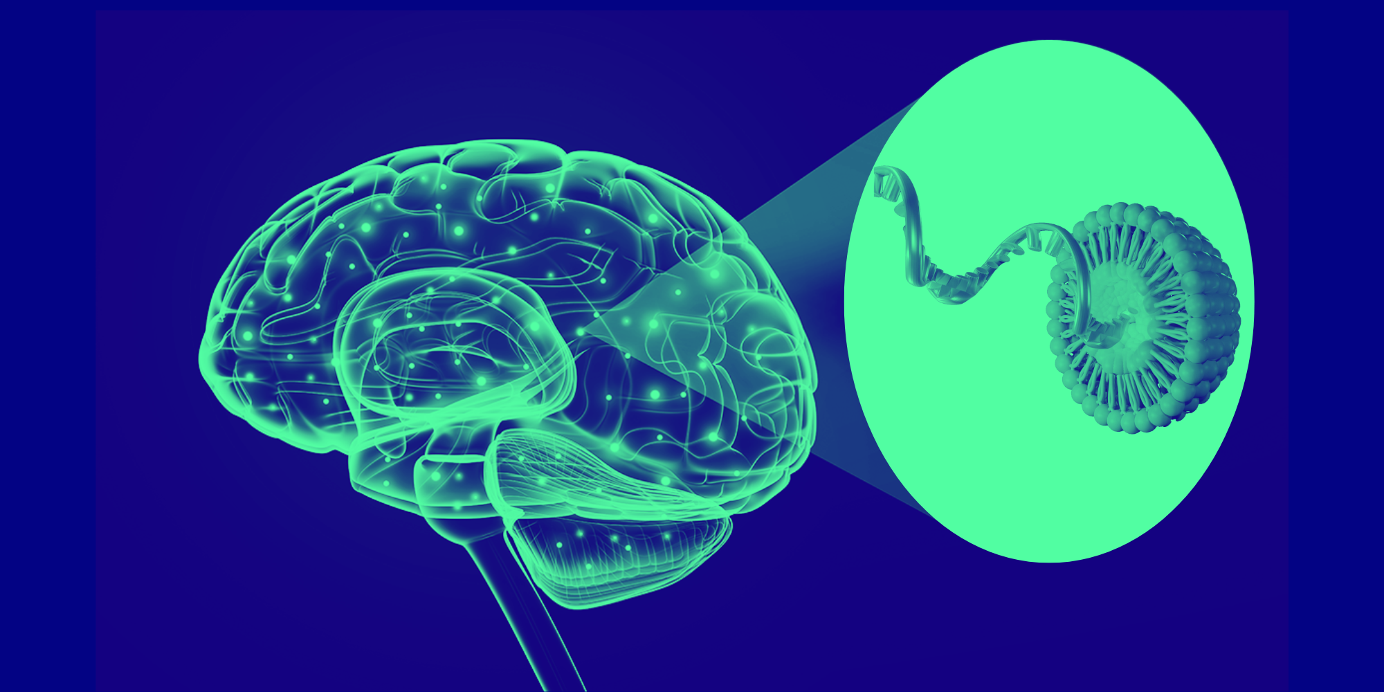 Green and blue washed image of cartoon brain