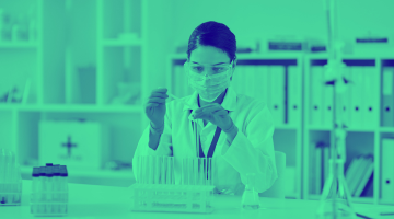 Green washed image of female in lab