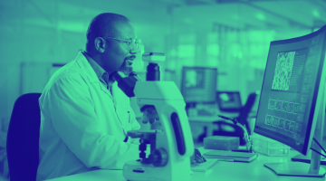 Green washed image of male in lab