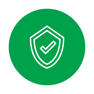 green circle with shield and cross icon