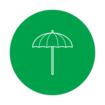 green circle with umbrella